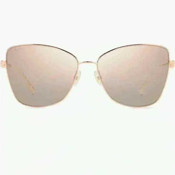 Jimmy Choo 56mm Tesos Square Sunglasses in Gold Copper/ Pink Flash Slv NWT - Picture 1 of 11